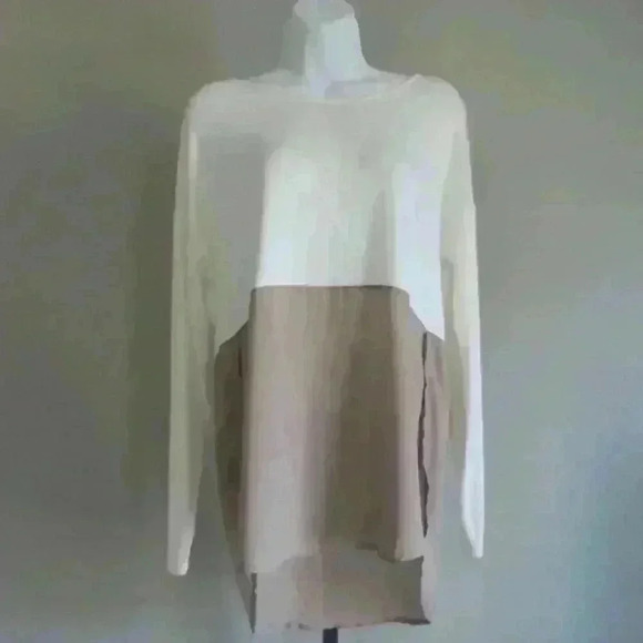 French Connection small white and tan top - Picture 1 of 6